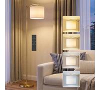 HOMCOM LED Floor Lamp Stepless Dimmable Magnetic Remote Control Gold Tone | Reading Standing Lamp, 11 Colours Temperature, 11 Brightness Levels, 60 Min Timer, Living Room, Bedroom, Office