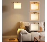 HOMCOM LED Floor Lamp, Stepless Dimmable Reading Standing Lamp with Magnetic Remote Control and 11 Colours Temperature & 11 Brightness Levels, 60 Min Timer for Living Room, Bedroom, Office, Gold Tone