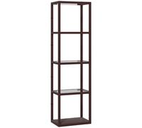 HOMCOM LED Floor Lamp with Glass Shelves, 4 Layers Dimmable Tall Standing Lamp, Modern Column Shelf Floor Light for Living Room, Bedroom, Office, Dark Brown