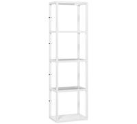 HOMCOM LED Floor Lamp with Glass Shelves, 4 Layers Dimmable Tall Standing Lamp, Modern Column Shelf Floor Light for Living Room, Bedroom, Office, White