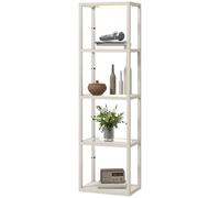 Homcom Led Floor Lamp With Glass Shelves, Dimmable Room Lamp, Bleached Oak In Light Oak Light Oak
