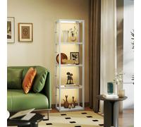 HOMCOM LED Floor Lamp with Glass Shelves - Dimmable Room Lamp - Grey | TJ Hughes