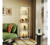 HOMCOM LED Floor Lamp with Glass Shelves - Dimmable Room Lamp - Grey | TJ Hughes