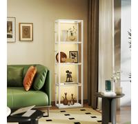 HOMCOM LED Floor Lamp with Glass Shelves - Dimmable Room Lamp - Oak | TJ Hughes