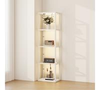 HOMCOM LED Floor Lamp with Glass Shelves - Dimmable Room Lamp - White | TJ Hughes