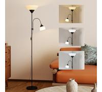 HOMCOM LED Floor Lamp with Light, 180cm Tall UplighterStandard Lamp Black