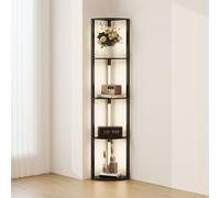 HOMCOM LED Floor Lamp with Shelves, 4 Layers Dimmable Modern Standing Lamp with 3 Brightness Levels and Foot Switch for Living Room, Bedroom, Office, Black Black