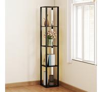 HOMCOM LED Floor Lamp with Shelves, 4 Layers Dimmable Modern Standing Lamp with 3 Brightness Levels and Foot Switch for Living Room, Bedroom, Office, Black Black