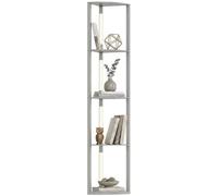 HOMCOM LED Floor Lamp with Shelves 4-Tier Standing Lamp Grey | Adjustable Brightness, Modern Corner Display Shelf Unit, Living Room Bedroom Office