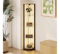 HOMCOM 4 Shelf Corner Dimmable LED Floor Lamp with Foot Switch - Size: 15 x 33.5 x 44cm - Black - Wilko