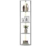 HOMCOM LED Floor Lamp with Shelves, Dimmable, 3 Brightness Levels, Grey | Standing Lamp, Foot Switch, Modern Corner Floor Light, for Living Room, Bedroom