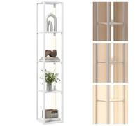 HOMCOM LED Floor Lamp with Shelves Dimmable Foot Switch White | Modern Standing Lamp, 3 Brightness Levels, for Living Room, Bedroom, Office