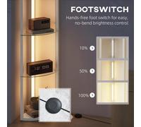 HOMCOM LED Floor Lamp with Shelves, Dimmable Standing Lamp with 3 Brightness Levels and Foot Switch, Modern Corner Floor Lamp for Living Room, Bedroo
