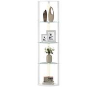 HOMCOM LED Floor Lamp with Shelves, Dimmable Standing Lamp with 3 Brightness Levels and Foot Switch, Modern Corner Floor Lamp for Living Room, Bedroom, White