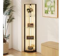 HOMCOM LED Floor Lamp with Shelves, Dimmable Standing Lamp with 3 Brightness Levels and Foot Switch, Modern Corner Floor Lamp for Living Room, Bedroo