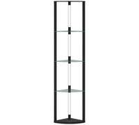 HOMCOM LED Floor Lamp with Shelves, Dimmable Standing Lamp with Foot Switch for Living Room, Bedroom, Black