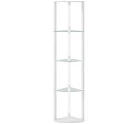 HOMCOM LED Floor Lamp with Shelves, Dimmable Standing Lamp with Foot Switch for Living Room, Bedroom, White
