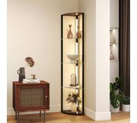 HOMCOM LED Floor Lamp with Shelves, Dimmable Standing Lamp with 3 Brightness Levels and Foot Switch, Modern Corner Floor Lamp for Living Room, Bedroom, Black