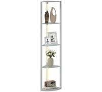 Homcom Led Floor Lamp With Shelves, Dimmable Standing Lamp With Foot Switch In Grey Grey