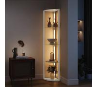 HOMCOM LED Floor Lamp with Shelves, Dimmable Standing Lamp with Foot Switch in White HOMCOM White
