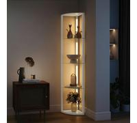 HOMCOM LED Floor Lamp with Shelves, Dimmable Standing Lamp with Foot Switch - White - 41.5L x 29.5W x 162H cm - Integrated LEDs