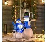 Bon Noel Inflatable 1.2m Snowman Family Decoration with LED Lights, Blue