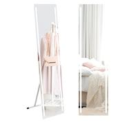 HOMCOM LED Lighted Full Length Mirror Dimmable Full Size Body Mirror for Bedroom - White