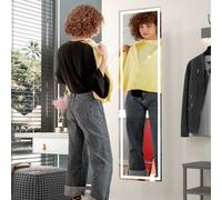 HOMCOM Full Length Mirror with LED Lights, 150x40cm Floor Mirror, Free Standing, Wall Mounted or Leaning, Full Size Body Mirror with Dimmable and 3 Colour Lighting for Bedroom, 33W, White