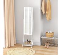 HOMCOM LED Lighted Full Length Mirror, Floor Standing Mirror with Shelf in White HOMCOM White