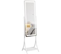 Outsunny Full Length Mirror with LED Light Free Standing Floor Mirror with Shelf