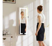 HOMCOM LED Mirror Jewellery Cabinet, Full Length Mirror with Storage, White