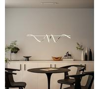 HOMCOM LED Pendant Light, Modern Ceiling Light with 3000K/4000K/6000K Temperatures, 50-100 cm Adjustable Height Dimmable Linear Fixture with Wall Switch for Kitchen Island, Dining Room, Silver Tone