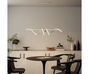 HOMCOM LED Pendant Light, Modern Ceiling Light with 3000K/4000K/6000K Temperatures, 50-100 cm Adjustable Height Dimmable Linear Fixture with Wall Switch for Kitchen Island, Dining Room, Silver Tone