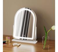 HOMCOM LED Vanity Mirror with Lights, 33 x 44.5cm Lighted Makeup Mirror with 3 Colour, 360 Degree Rotation, Touch Screen, for Bedroom and Dressing Room, White White