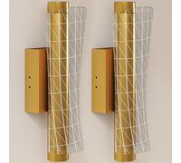 HOMCOM Led Wall Lamp 2 Pack, 9W Adjustable Colour Temperature, Gold Tone