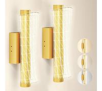 HOMCOM Led Wall Lamp 2 Pack, Modern Indoor Geometric Wall Light, Gold Tone