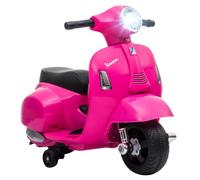 HOMCOM Licensed Vespa 6V Ride On Motorcycle for Kids Max. 25KG Pink | Electric Motorcycle, Removable Training Wheels, Headlight, 3 KM/H, for Ages 18-36 Months