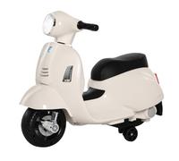 HOMCOM Licensed Vespa 6V Ride On Motorcycle for Kids Max. 25KG White | Electric Motorcycle, Removable Training Wheels, Headlight, 3 KM/H, for Ages 18-36 Months