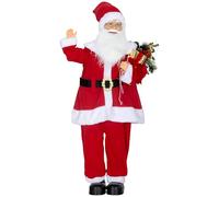 HOMCOM Life Size Animated Santa Claus, Voice-Activated 120cm Christmas Decoration with Twinkling LED Lights, Bendable Arms, Indoor Home Decor, Red