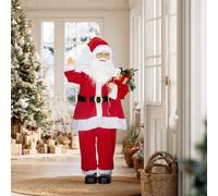 HOMCOM Life Size Animated Santa Claus with Sound Activated for Party, Red