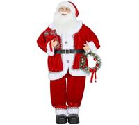HOMCOM Life Size Dancing Santa Claus, 120 cm Music Animated Santa Claus with Posable Arms, Sound Activated, Gift and Wreath, Musical Moving Figure Christmas Decoration