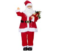HOMCOM Life Size Santa Claus Christmas Decoration, Voice-Activated with Twinkling LED Lights, Red