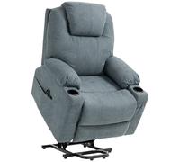 HOMCOM Lift Chair, Quick Assembly, Riser and Recliner Chair with Vibration Massage, Heat, Cup Holders, Cat Scratch Anti, Charcoal Grey