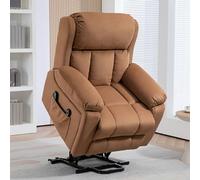 HOMCOM Lift Chair Riser and Recliner Chair with Vibration Massage Heat - Brown - Leathaire (Polyester) - 90W x 95D x 103Hcm