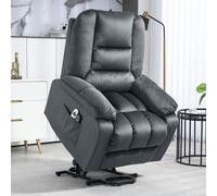 HOMCOM Lift Chair with Vibration Massage, Heat, Quick Assembly - Grey - Velvet (Polyester) - 85W x 94D x 107Hcm