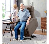 HOMCOM Lift Recliner Armchair, Electric Recliner Chair with LED Magnifying, Brown - Brown