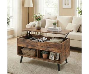 Homcom Lift Top Coffee Table Hidden Storage 75 Cm Rustic Brown