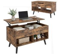 HOMCOM Lift Top Coffee Table Hidden Storage 75 Cm Rustic Brown, Brown