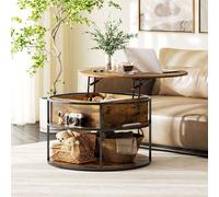 HOMCOM Lift Top Coffee Table, Round Coffee Table with Hidden Compartment in Brown HOMCOM Brown
