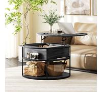 HOMCOM Lift Top Coffee Table, Round Coffee Table with Hidden Compartment in Dark Grey HOMCOM Dark Grey